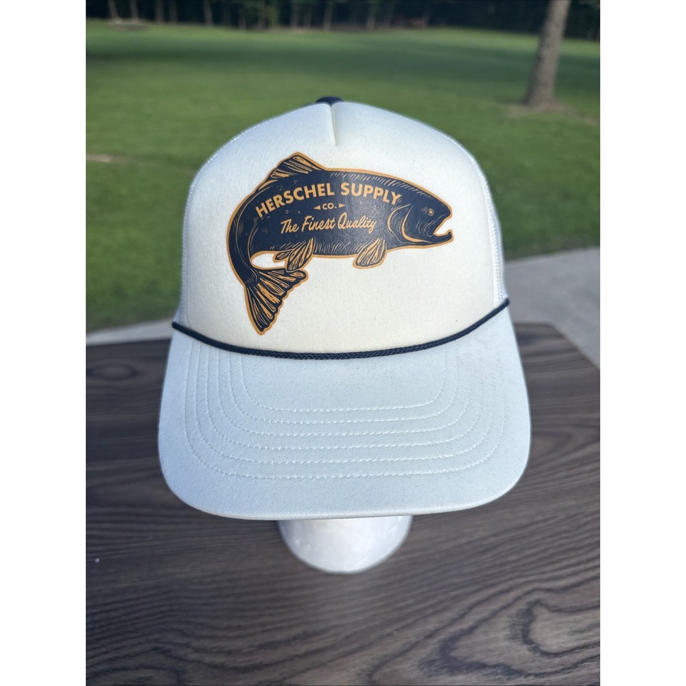 Herschel Supply Co Trucker Hat Cap Snapback Cream Gold Black Mesh Adjustable